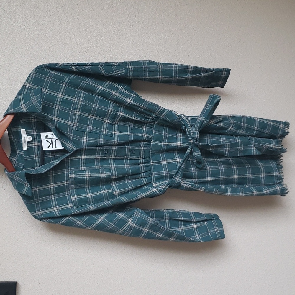 NWT lalavon women's green plaid dress size small